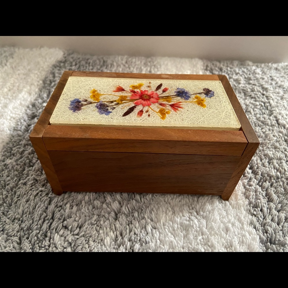 Vintage Reichlin Wooden Flower Jewelry Box